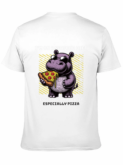 Camiseta Negra: Hipopótamo Amante de la Pizza