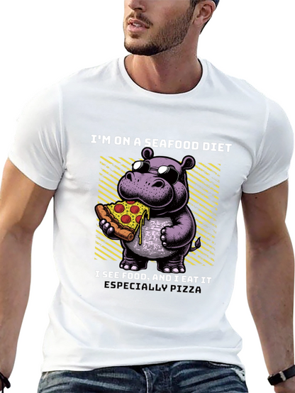 Camiseta Negra: Hipopótamo Amante de la Pizza