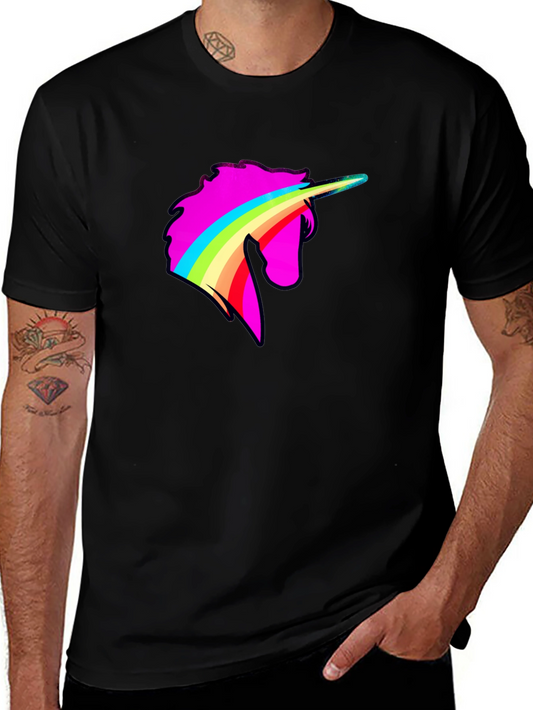Camiseta Negra con Diseño de Unicornio Arcoíris