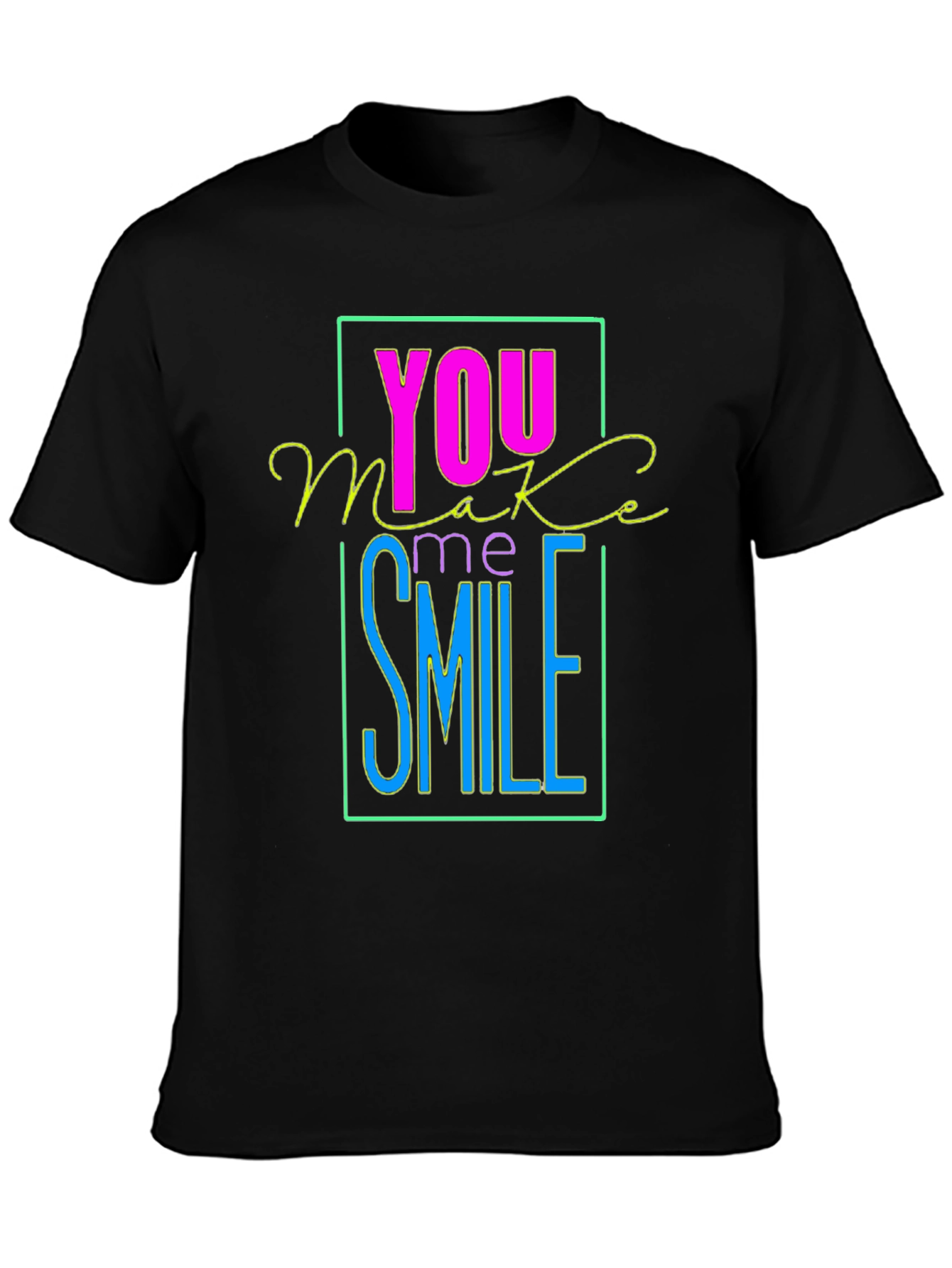 Camiseta Negra con Diseño You Make Me Smile