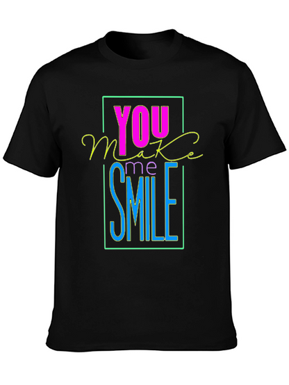 Camiseta Negra con Diseño You Make Me Smile