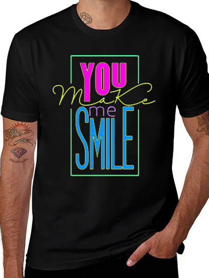 Camiseta Negra con Diseño You Make Me Smile