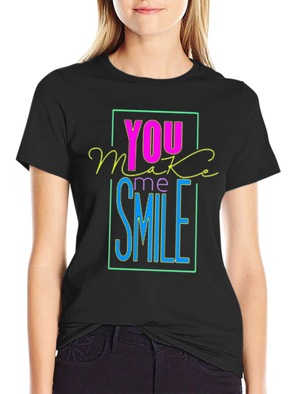 Camiseta Negra con Diseño You Make Me Smile