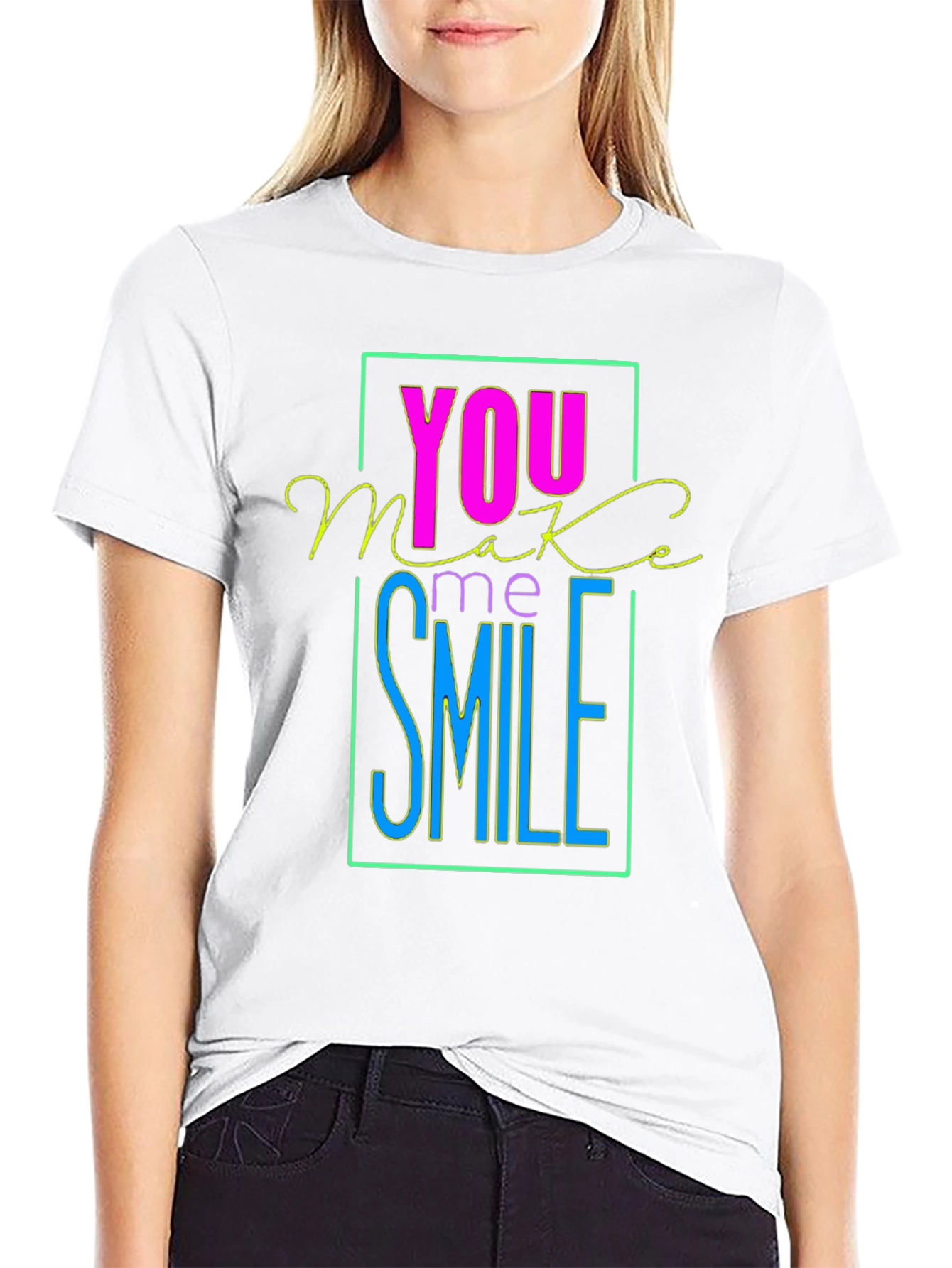 Camiseta Negra con Diseño You Make Me Smile