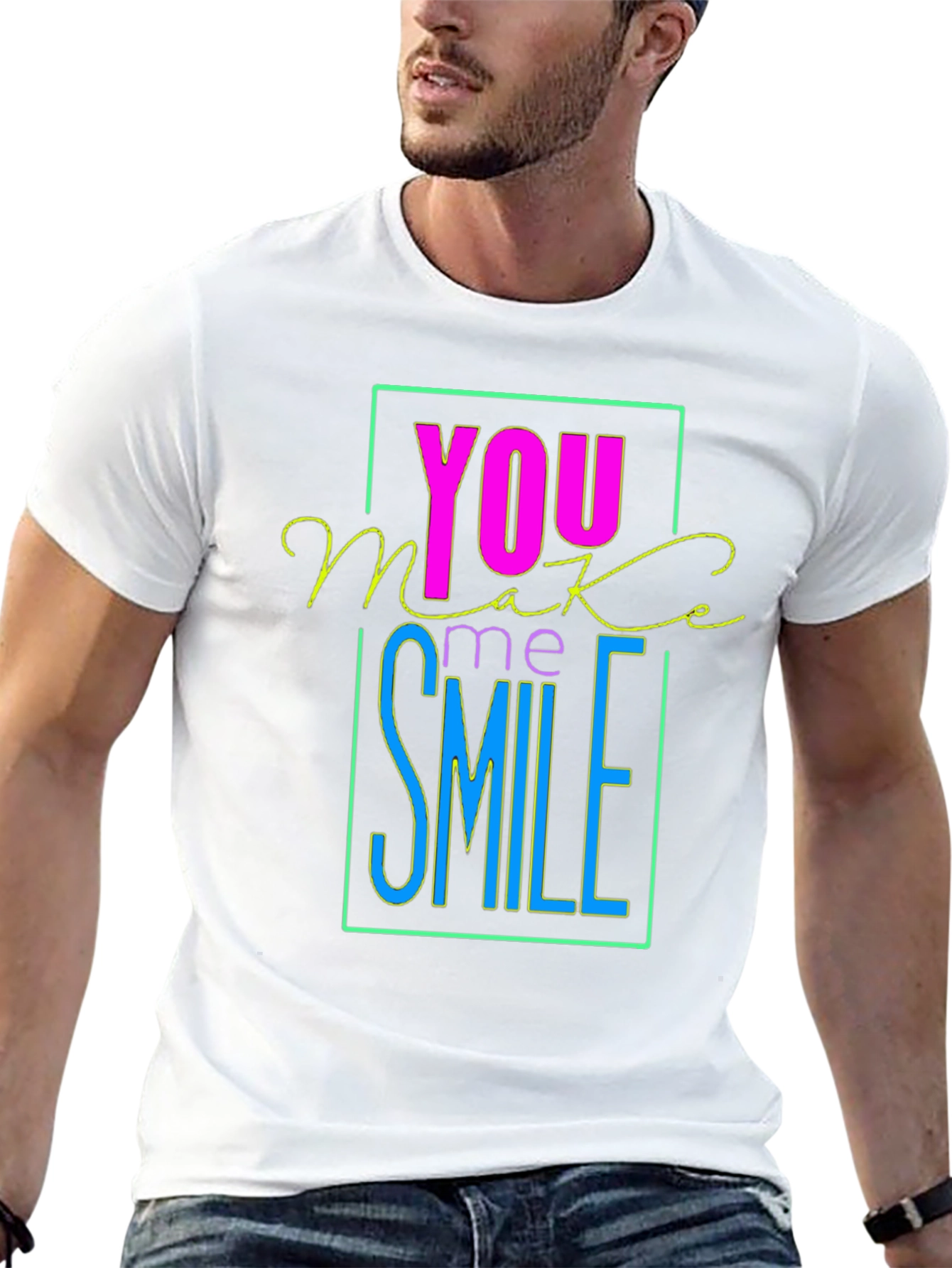 Camiseta Negra con Diseño You Make Me Smile
