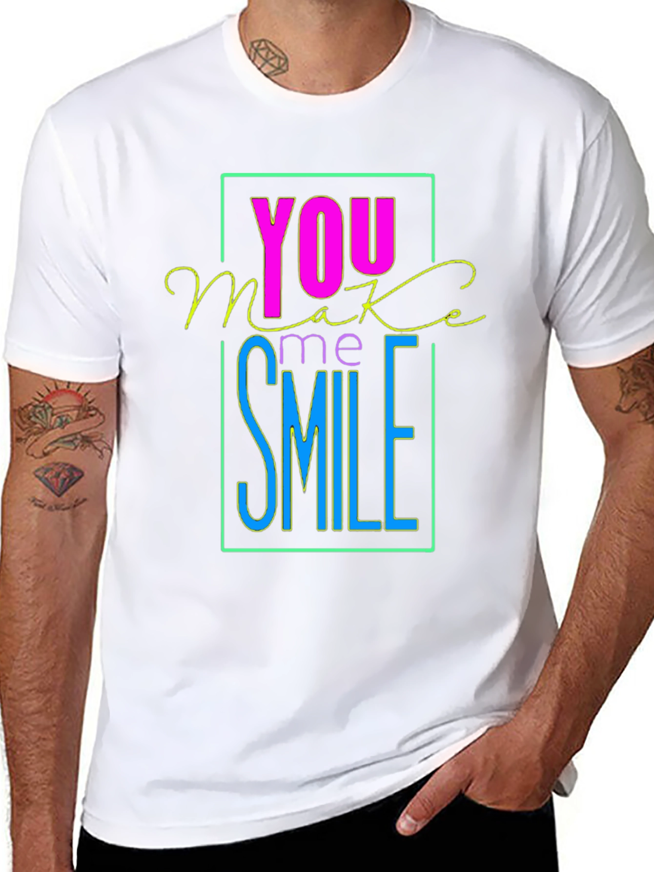 Camiseta Negra con Diseño You Make Me Smile