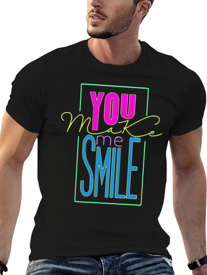 Camiseta Negra con Diseño You Make Me Smile