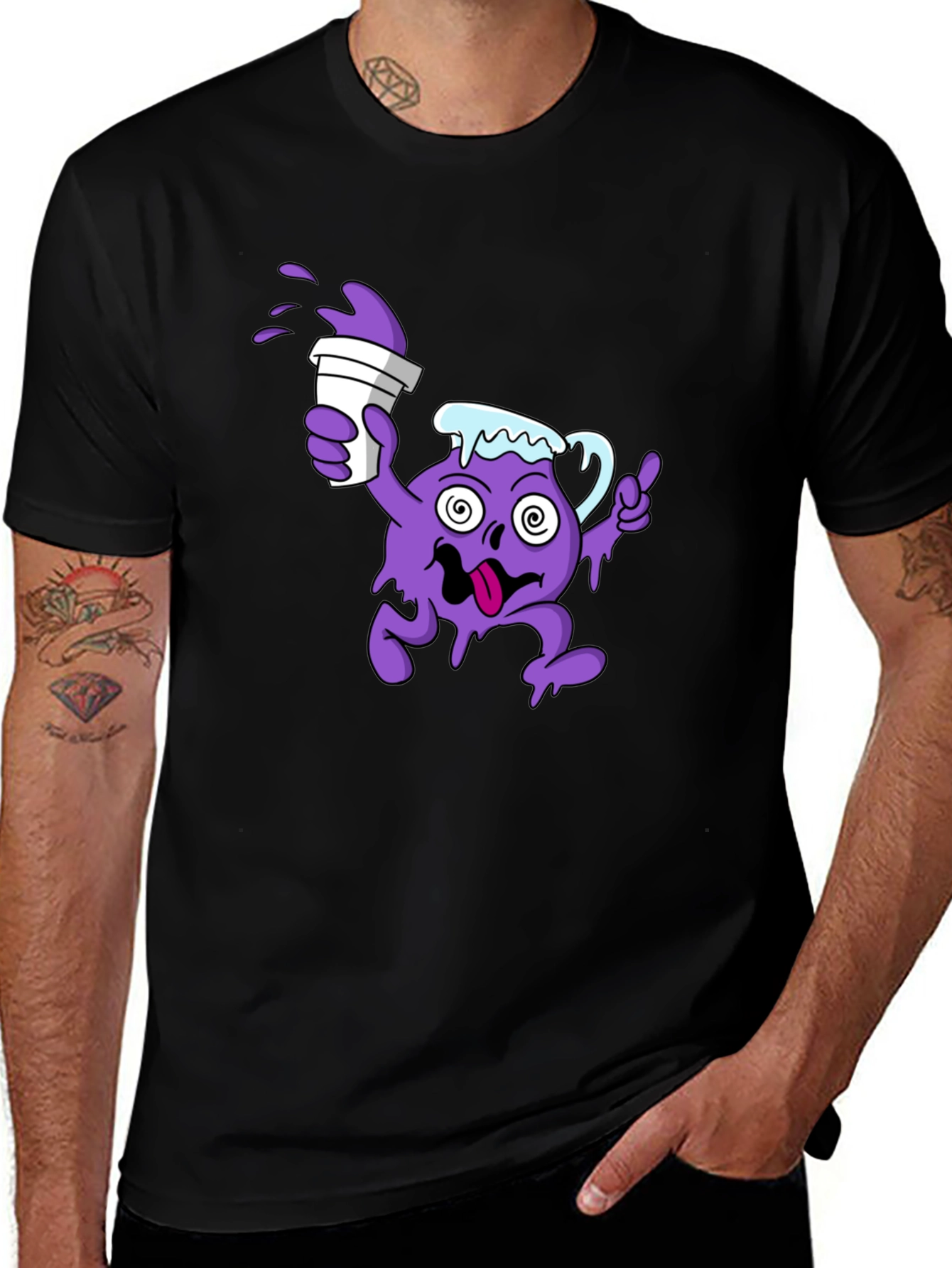 Camiseta Negra Hombre Diseño Divertido