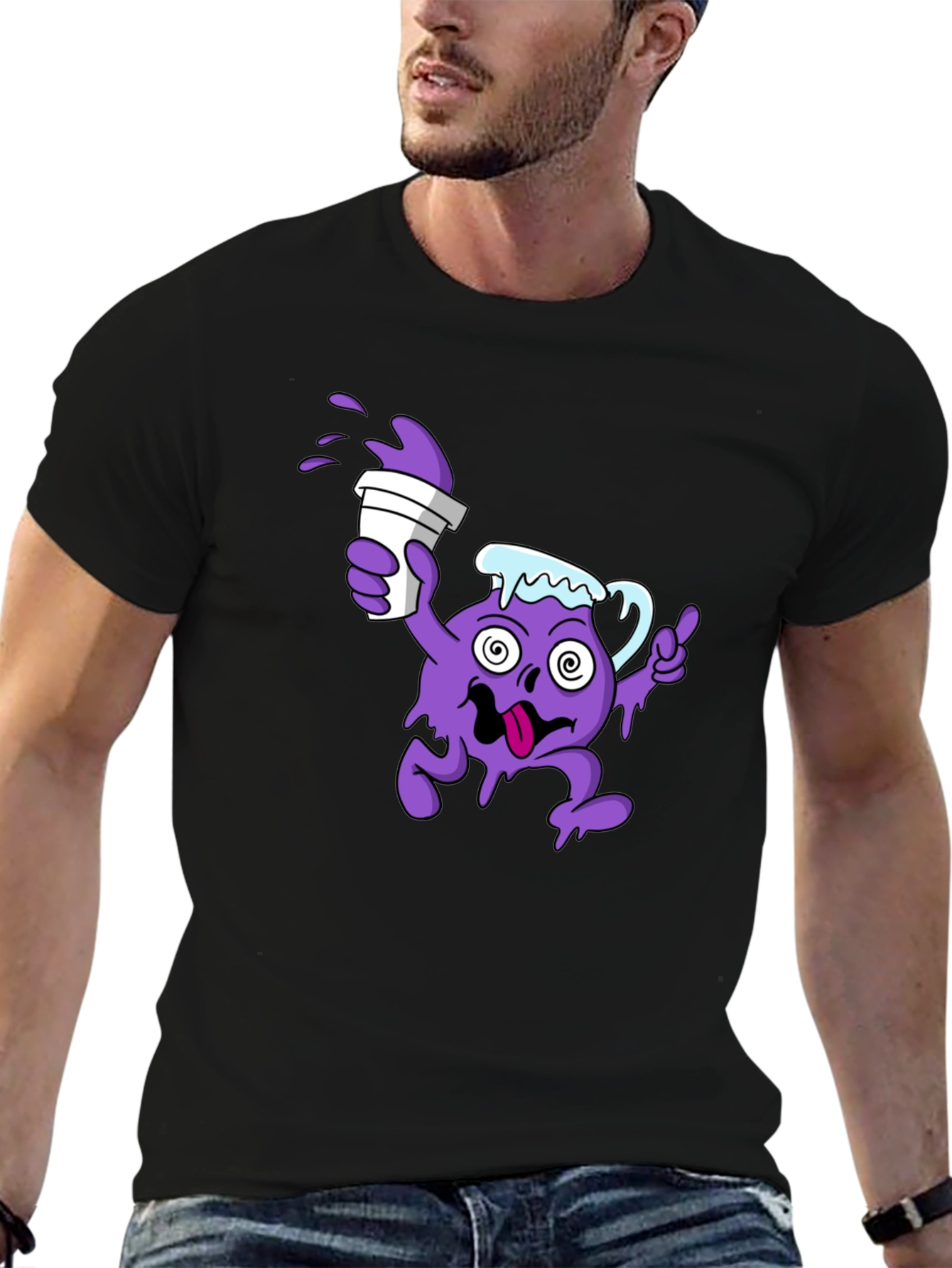 Camiseta Negra Hombre Diseño Divertido