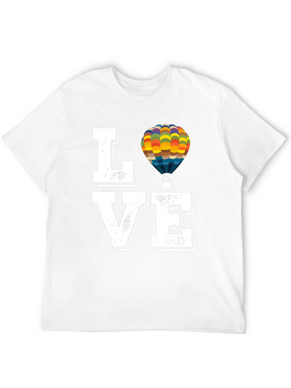 Camiseta Negra con Diseño LOVE y Globo Aerostático