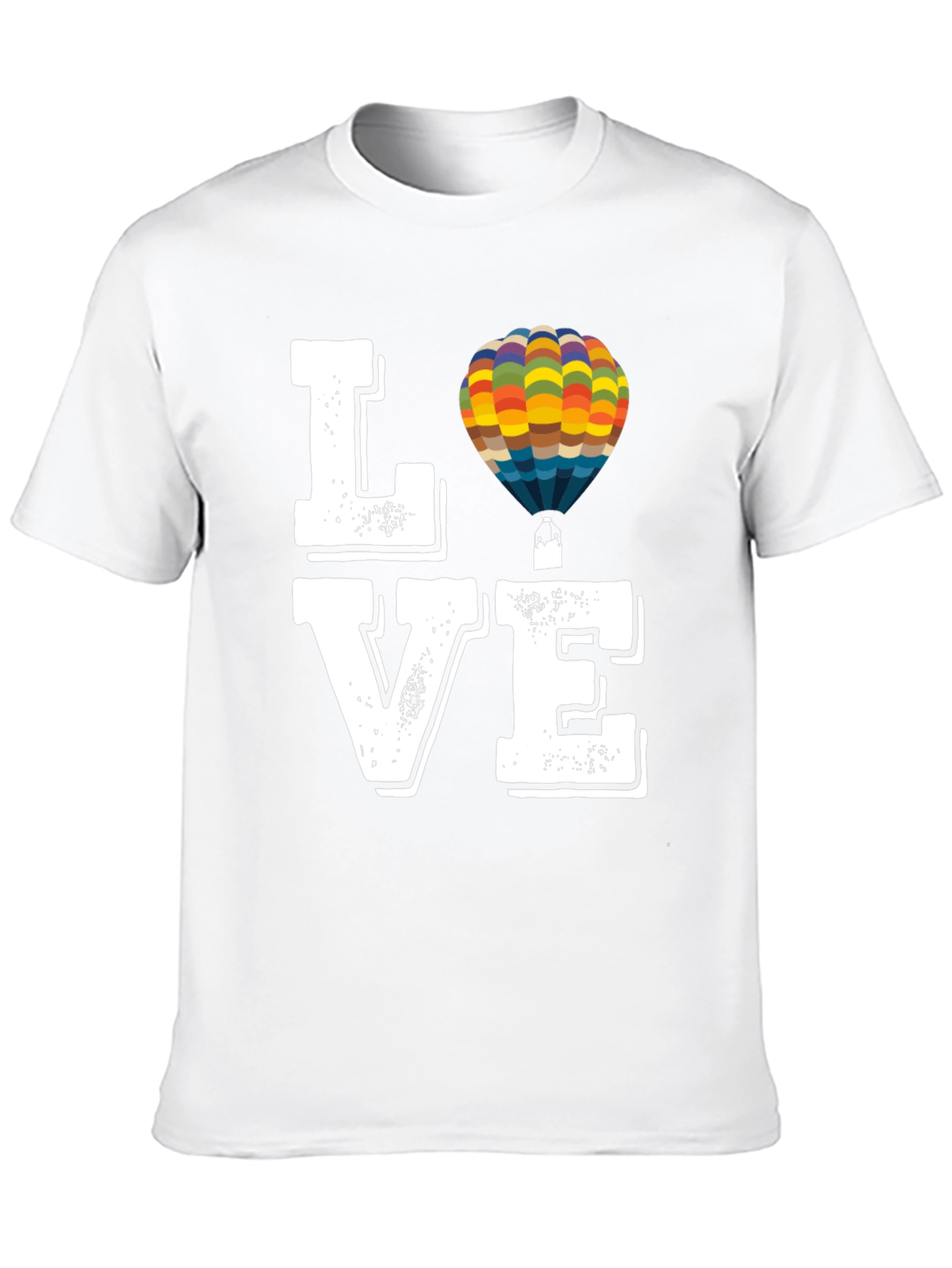 Camiseta Negra con Diseño LOVE y Globo Aerostático