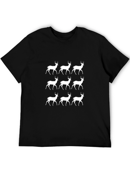 Camiseta Negra con Diseño de Ciervos Blancos