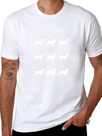 Camiseta Negra con Diseño de Ciervos Blancos