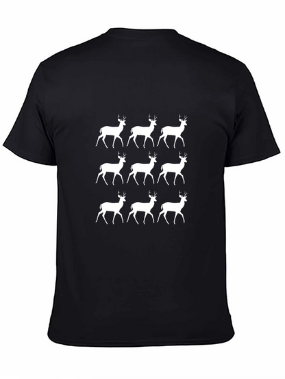 Camiseta Negra con Diseño de Ciervos Blancos