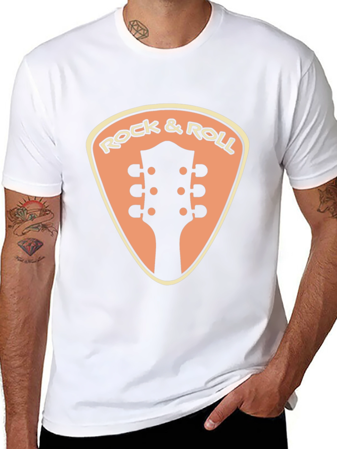 Camiseta Negra Rock & Roll Guitarra