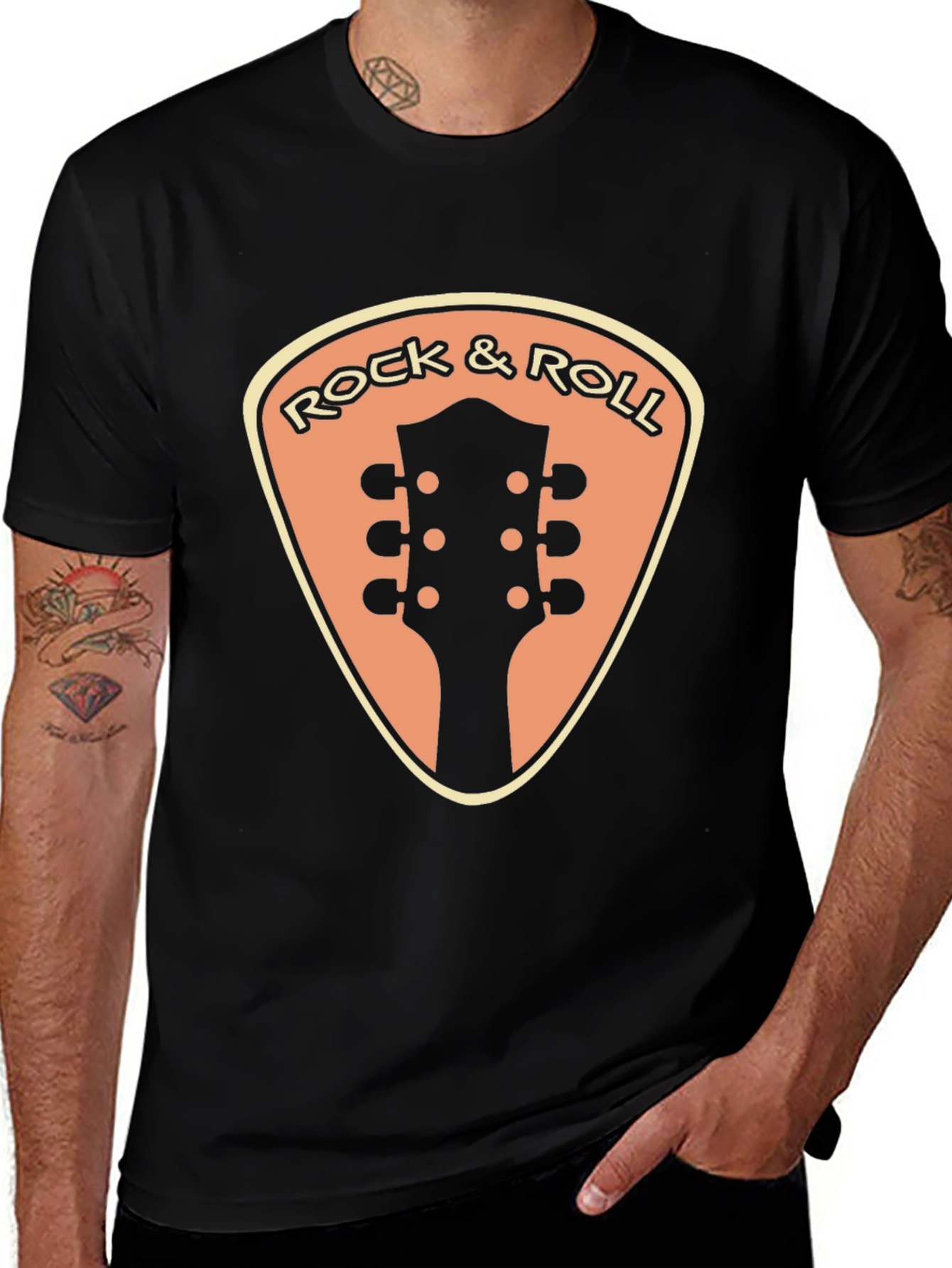 Camiseta Negra Rock & Roll Guitarra