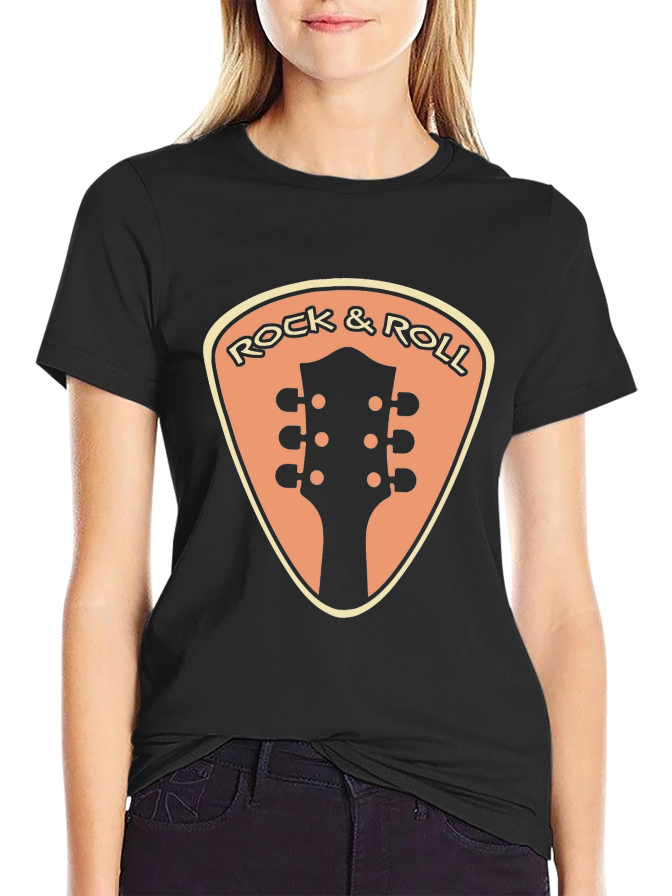 Camiseta Negra Rock & Roll Guitarra