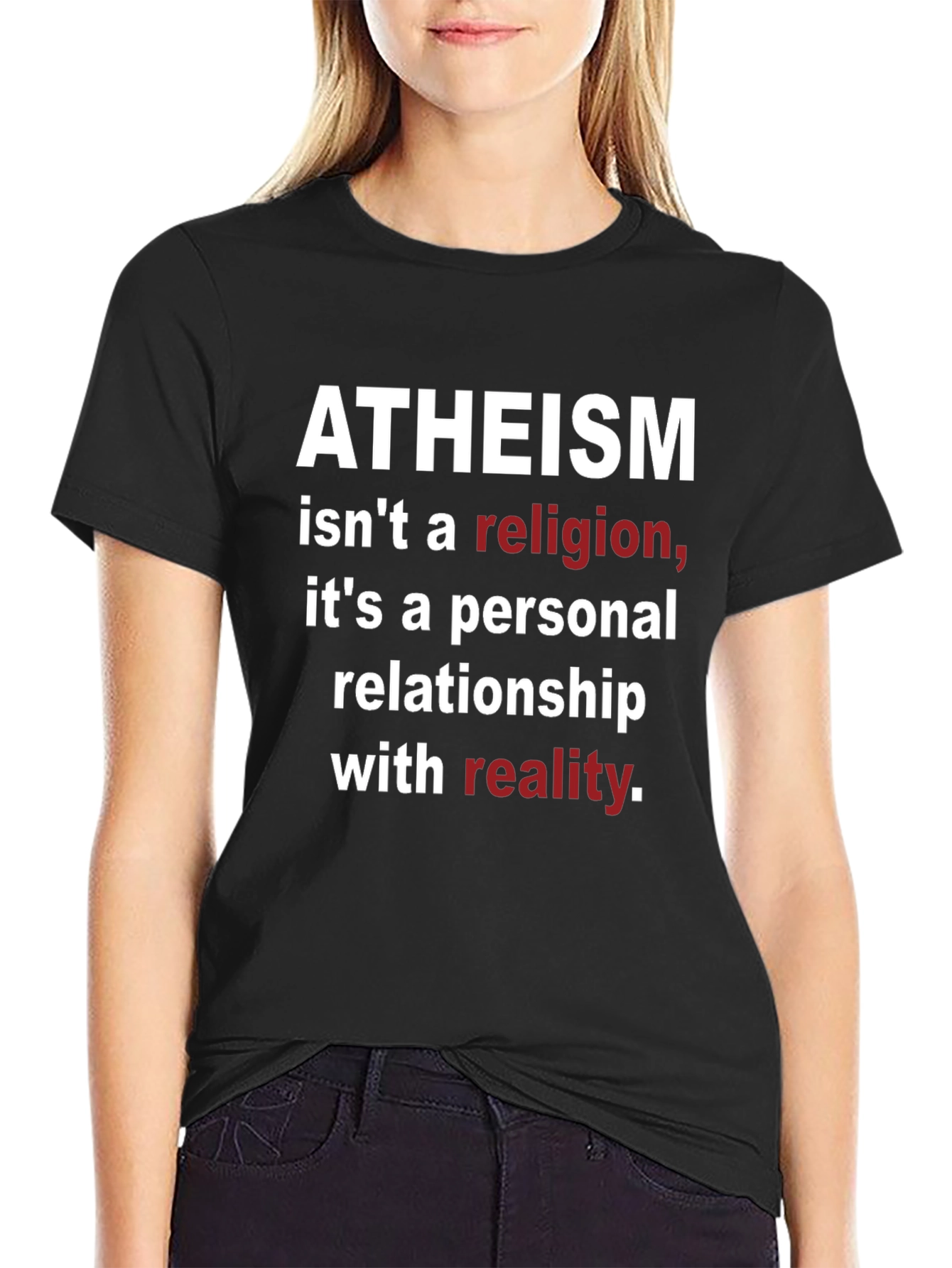 Camiseta Negra Ateísmo: No Religión Realidad Personal