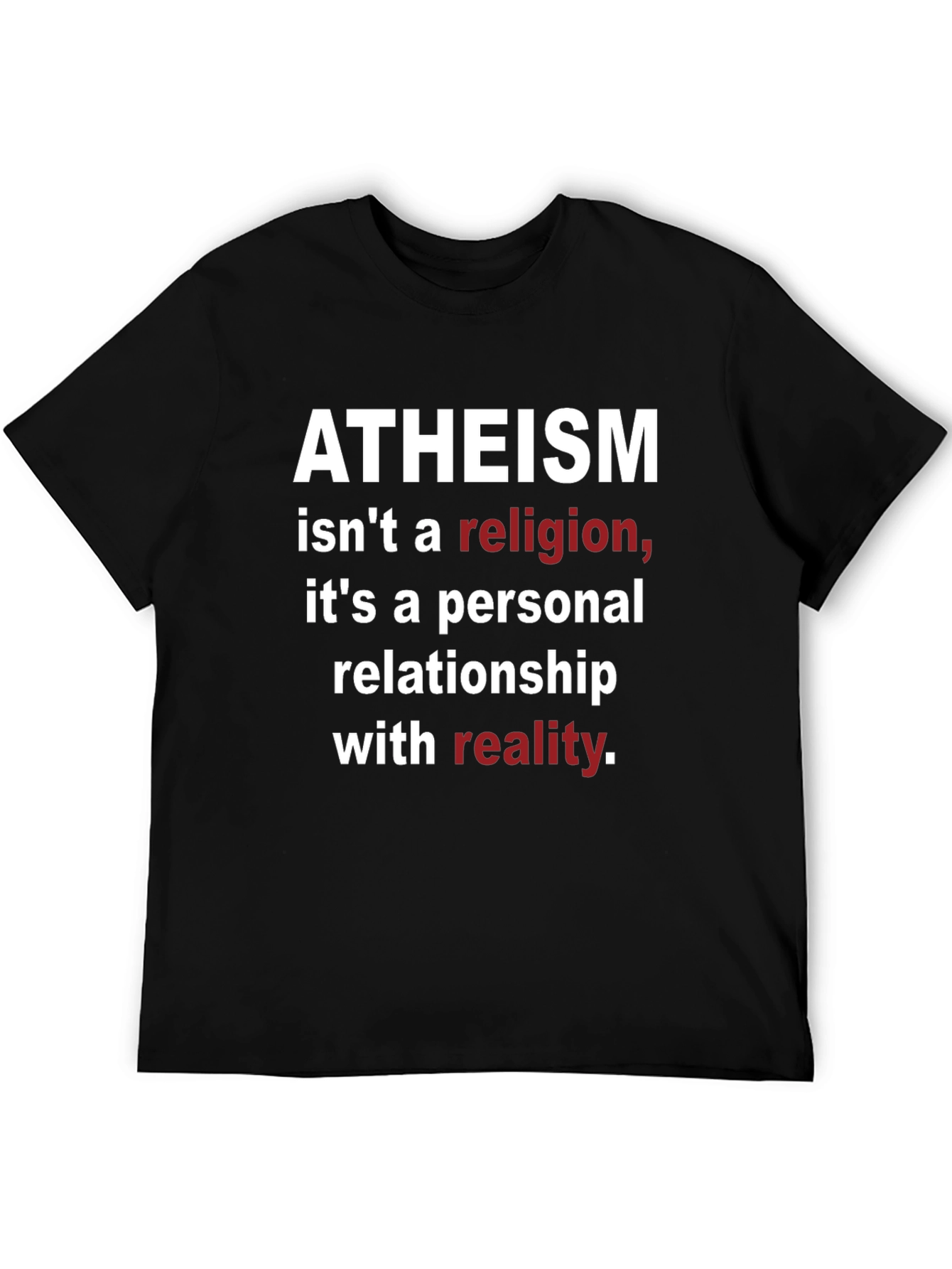 Camiseta Negra Ateísmo: No Religión Realidad Personal