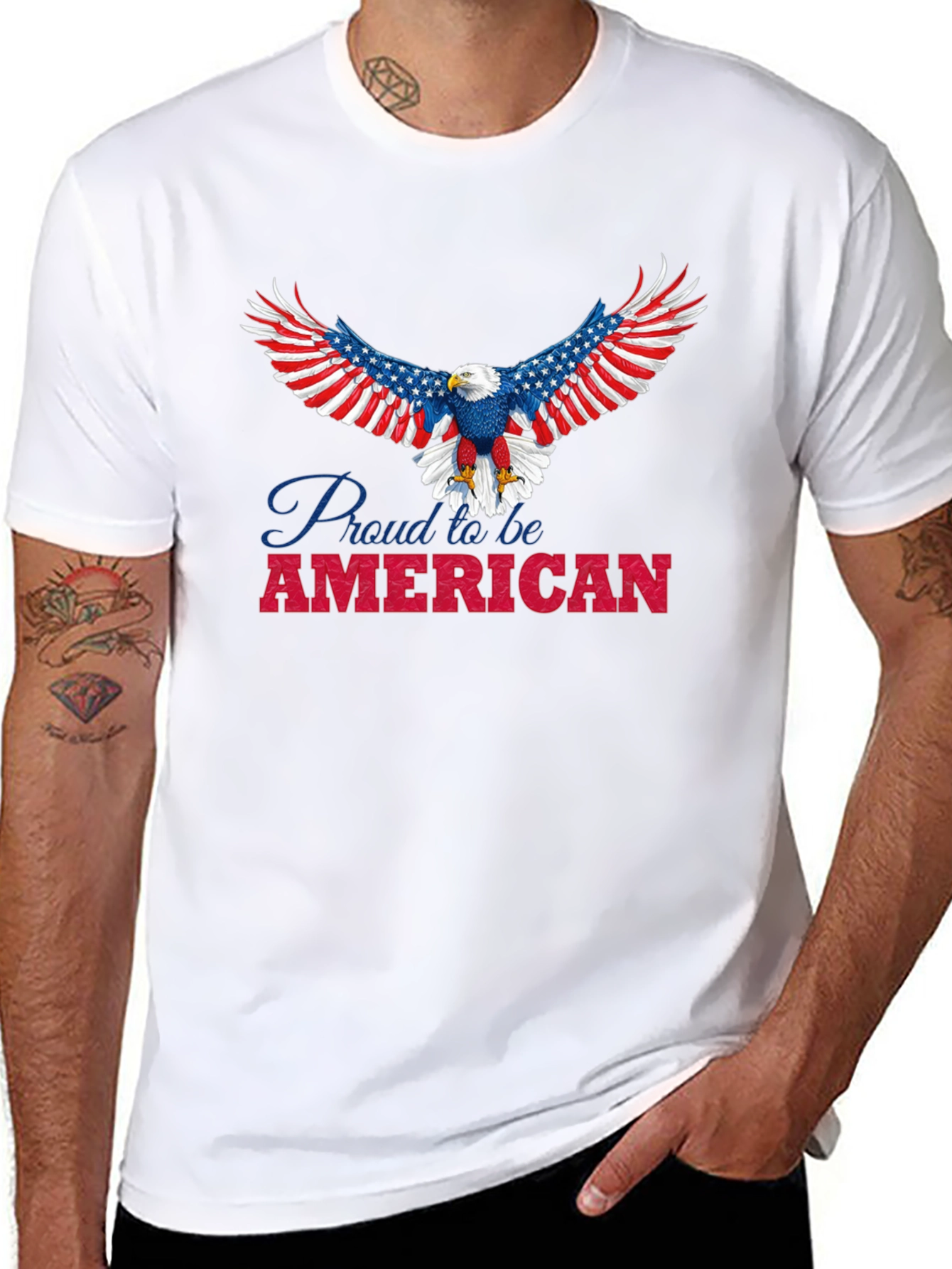 Camiseta Negra con Diseño de Águila Americana