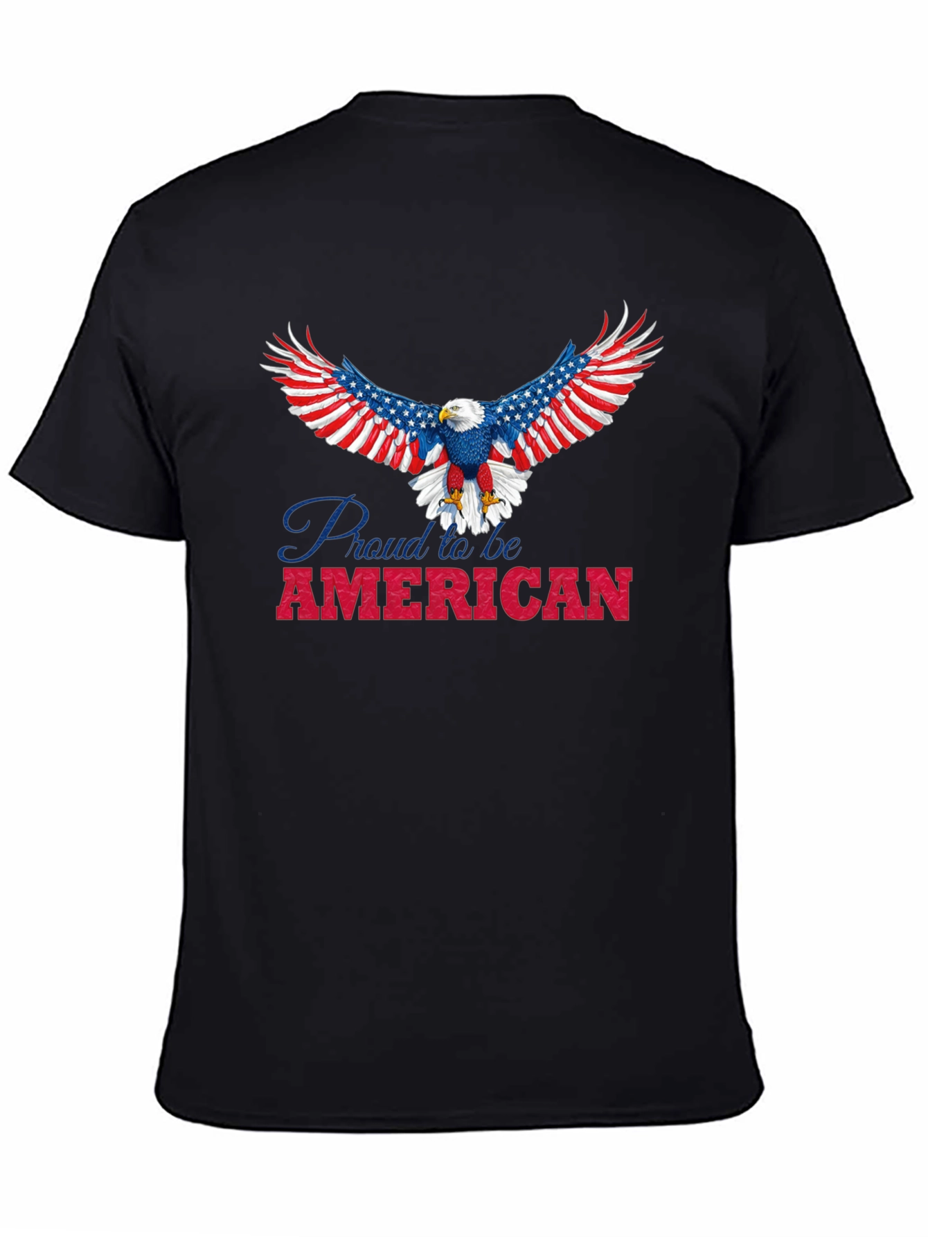 Camiseta Negra con Diseño de Águila Americana