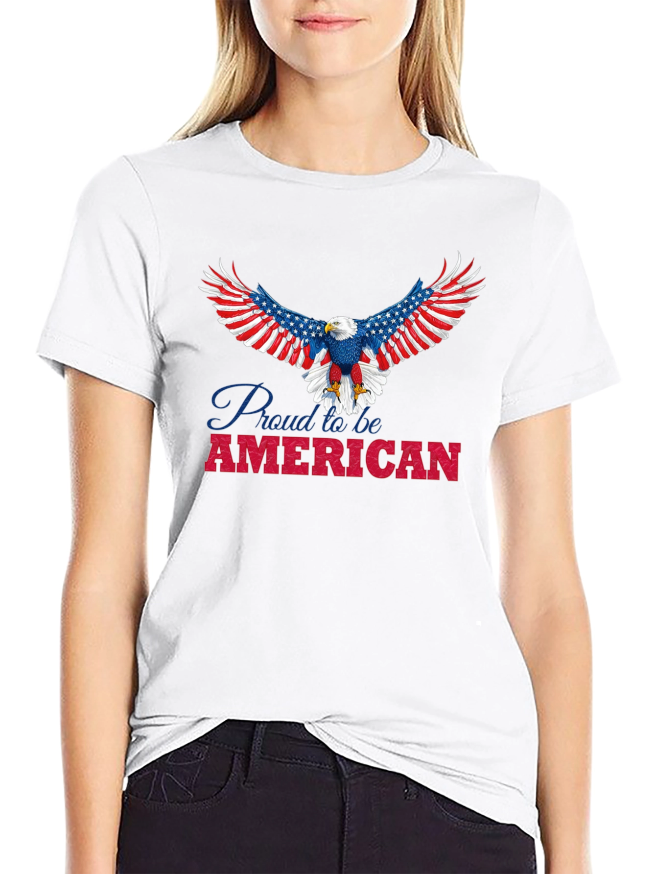 Camiseta Negra con Diseño de Águila Americana