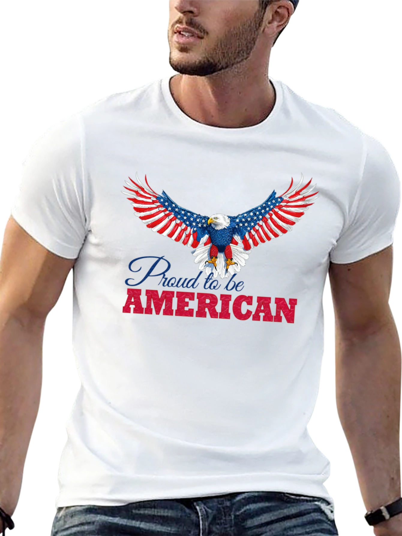 Camiseta Negra con Diseño de Águila Americana