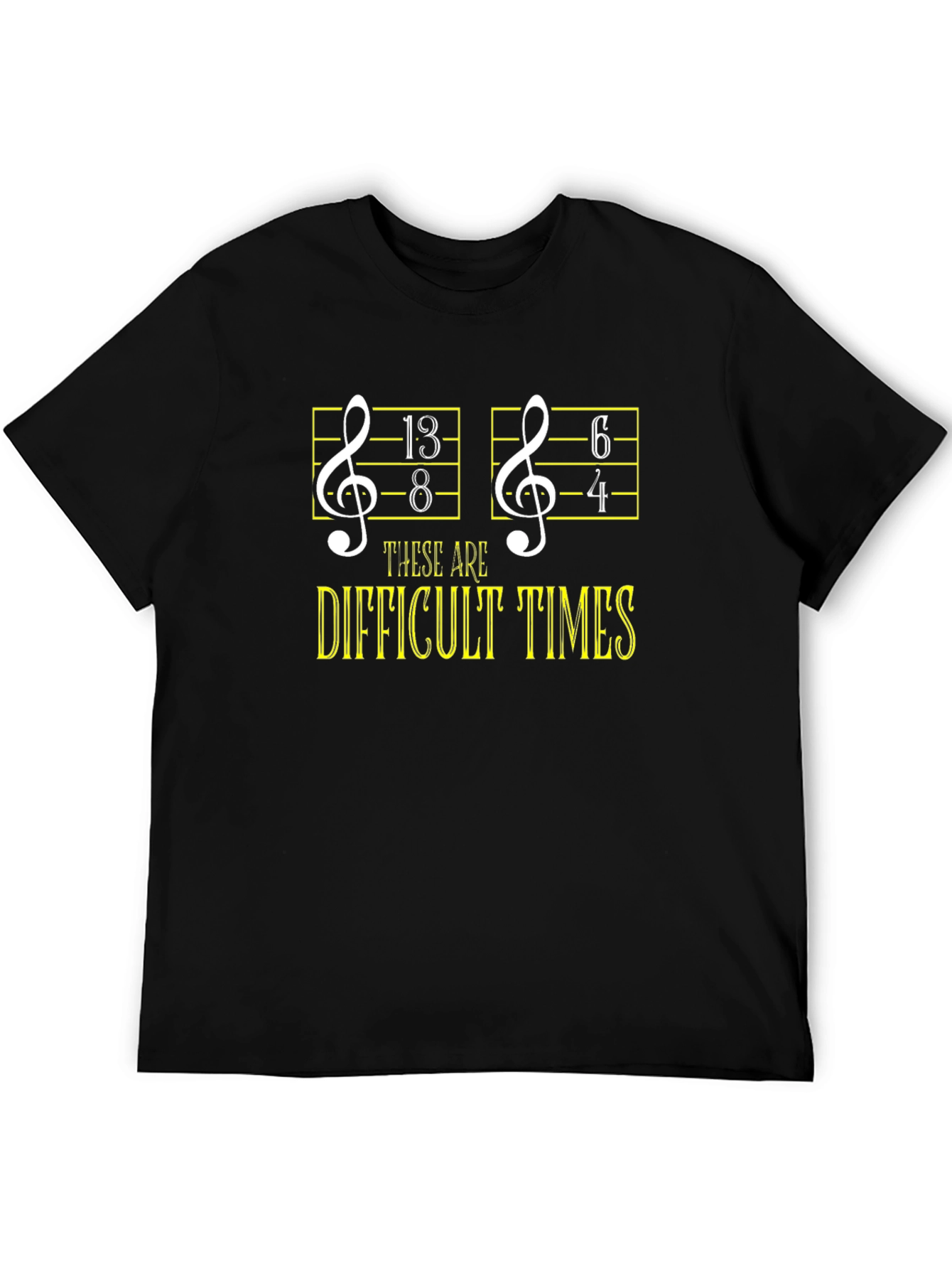 Camiseta Negra Humor Musical: ¡Tiempos Difíciles!