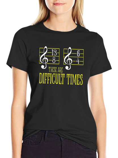 Camiseta Negra Humor Musical: ¡Tiempos Difíciles!