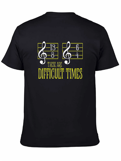 Camiseta Negra Humor Musical: ¡Tiempos Difíciles!