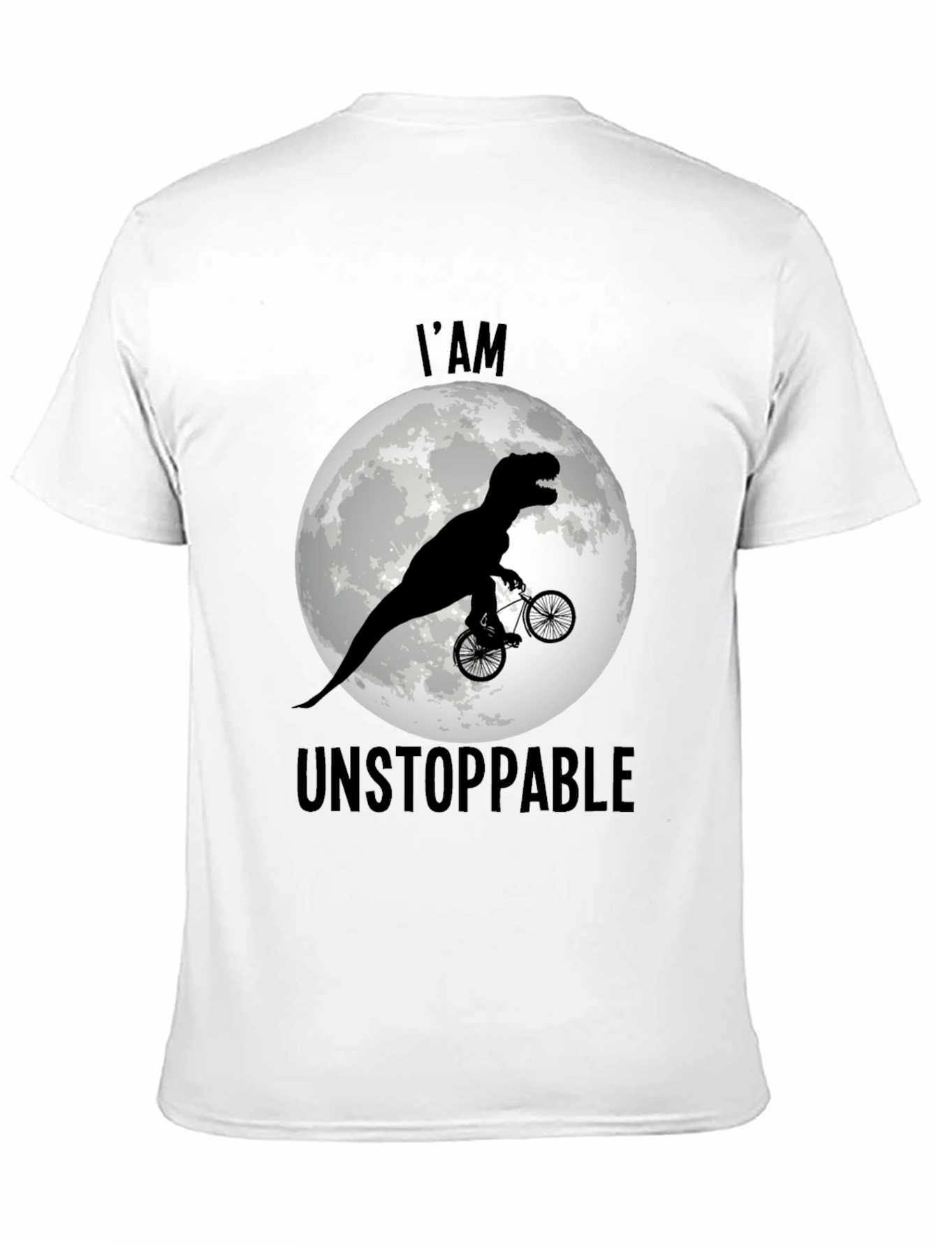 Camiseta Negra: Dinosaurio Imparable en Bicicleta