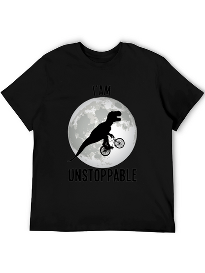 Camiseta Negra: Dinosaurio Imparable en Bicicleta