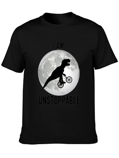 Camiseta Negra: Dinosaurio Imparable en Bicicleta
