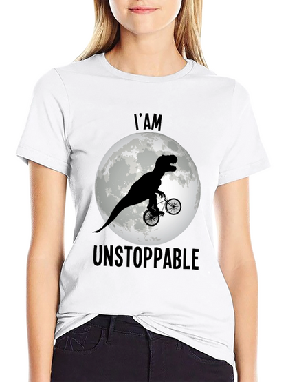 Camiseta Negra: Dinosaurio Imparable en Bicicleta