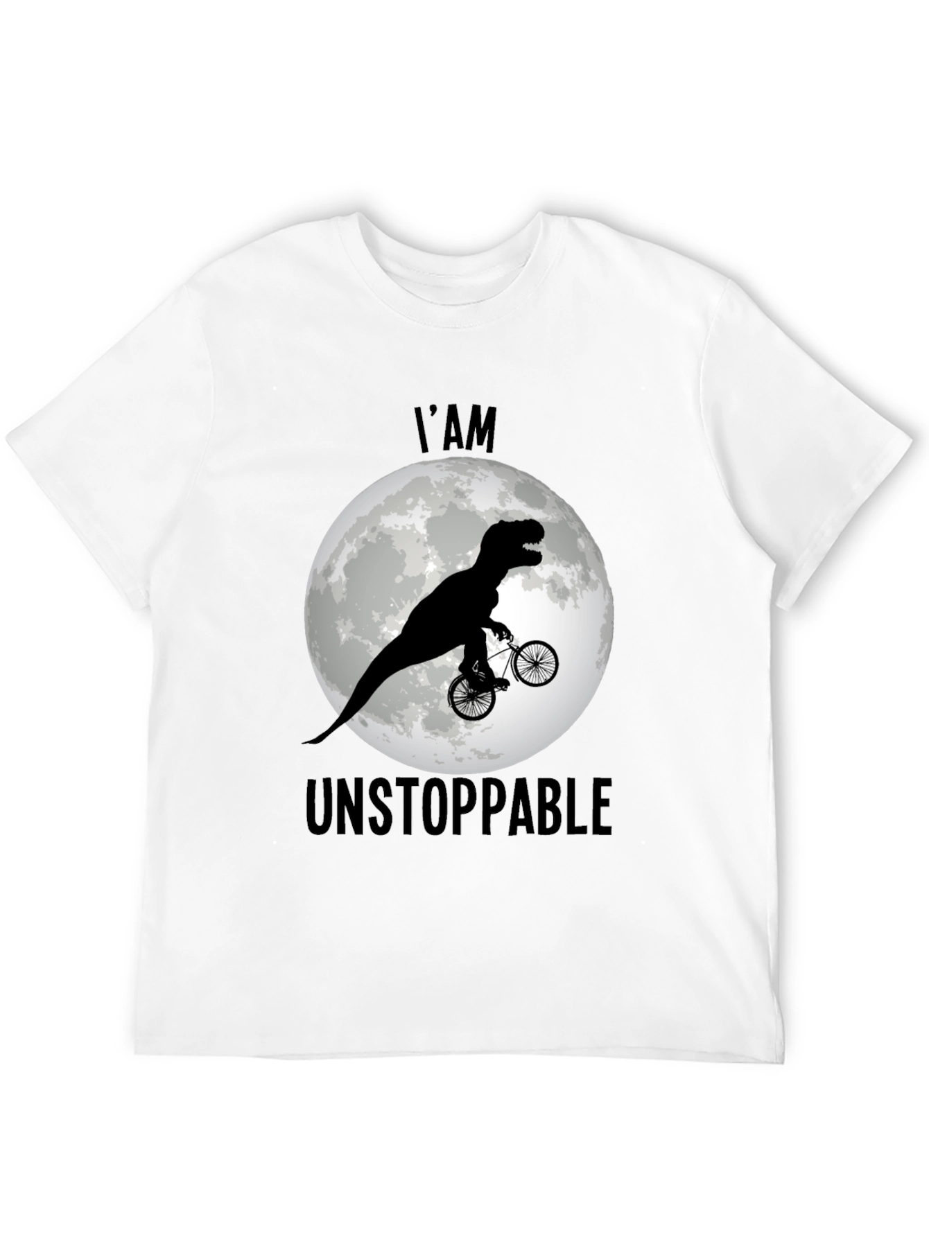 Camiseta Negra: Dinosaurio Imparable en Bicicleta