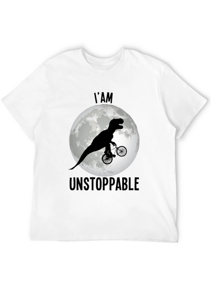 Camiseta Negra: Dinosaurio Imparable en Bicicleta
