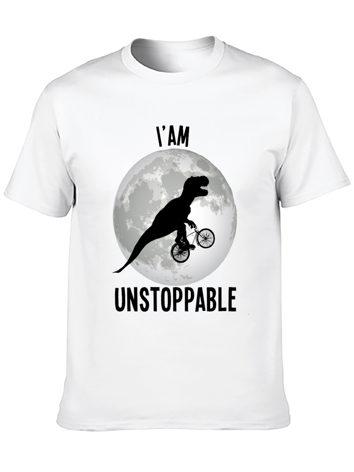 Camiseta Negra: Dinosaurio Imparable en Bicicleta