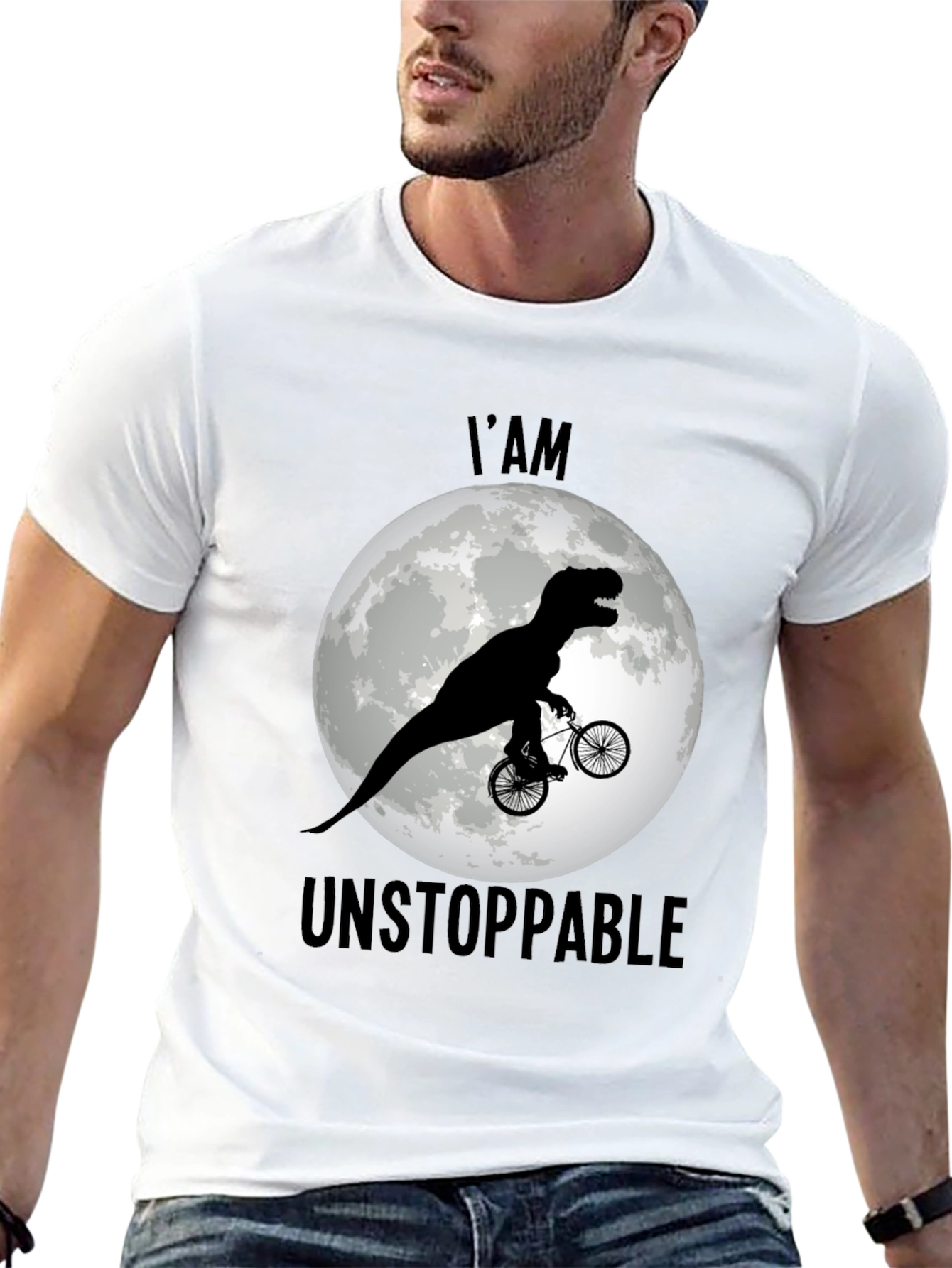 Camiseta Negra: Dinosaurio Imparable en Bicicleta