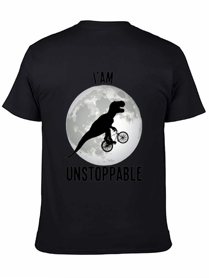 Camiseta Negra: Dinosaurio Imparable en Bicicleta