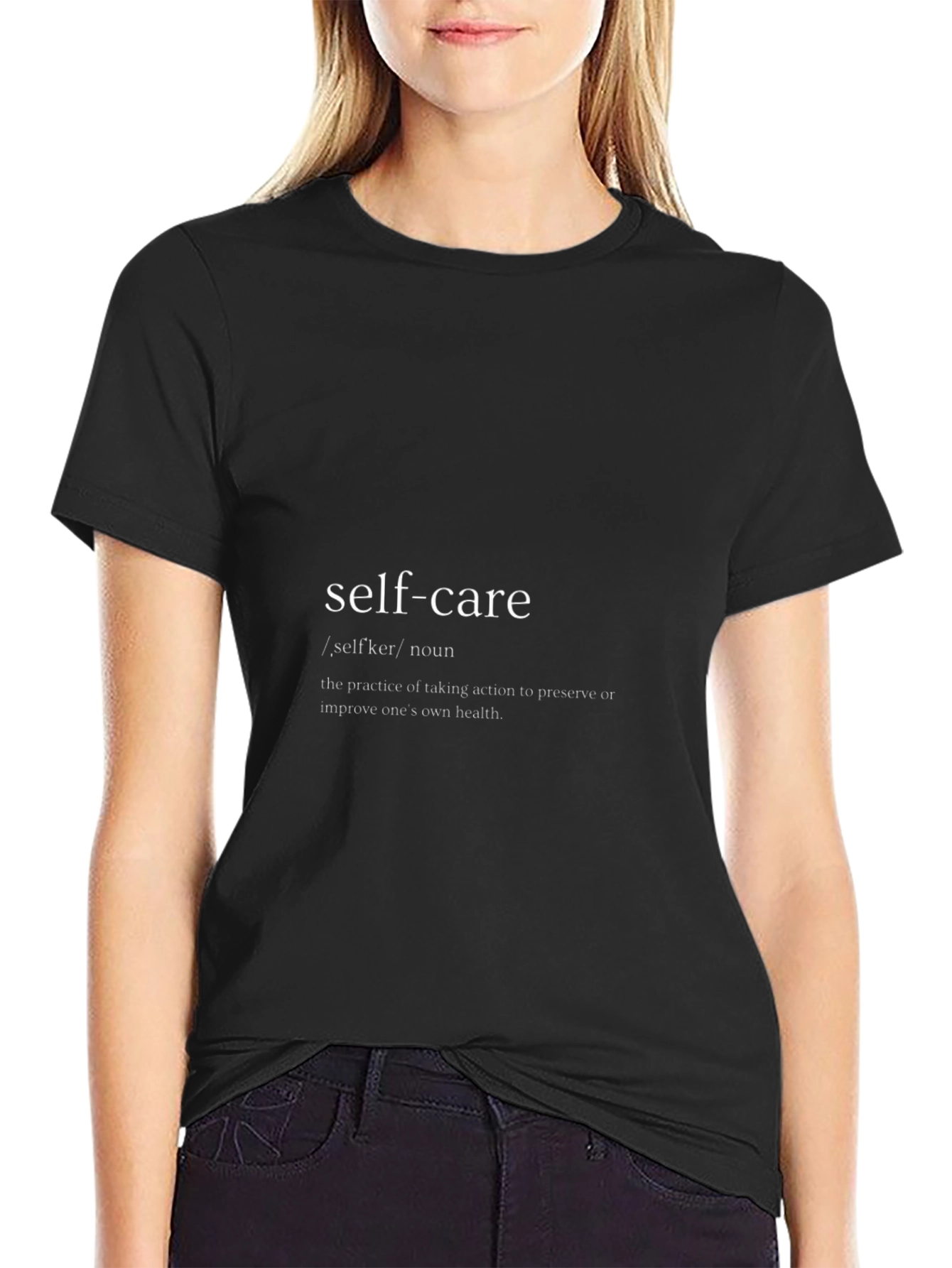Camiseta Negra Self-Care con Definición