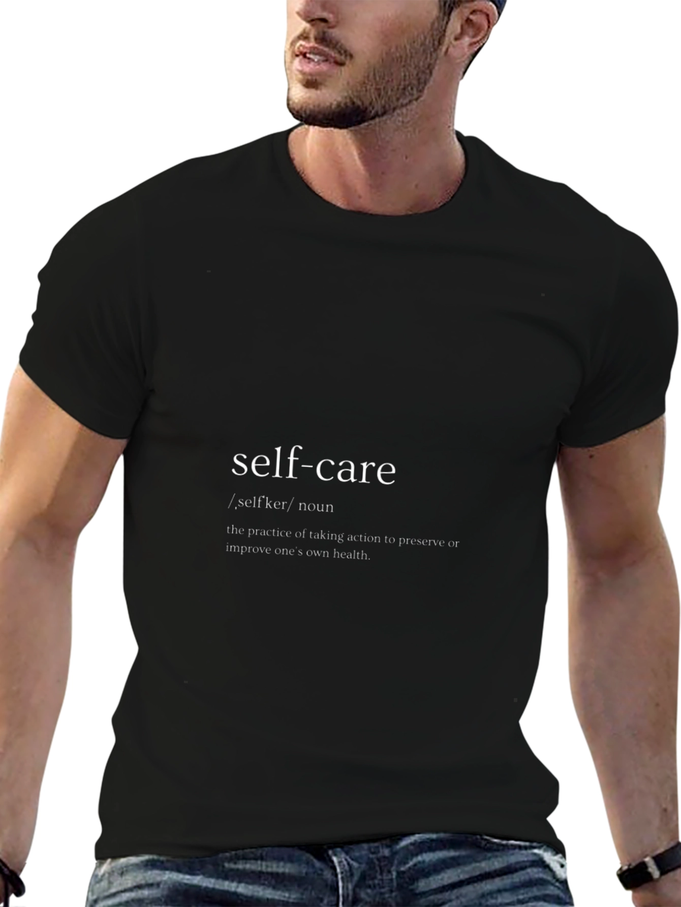Camiseta Negra Self-Care con Definición