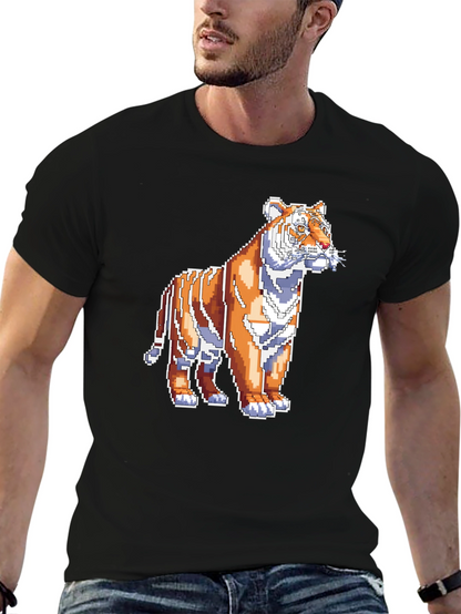Camiseta Negra con Tigre Pixelado