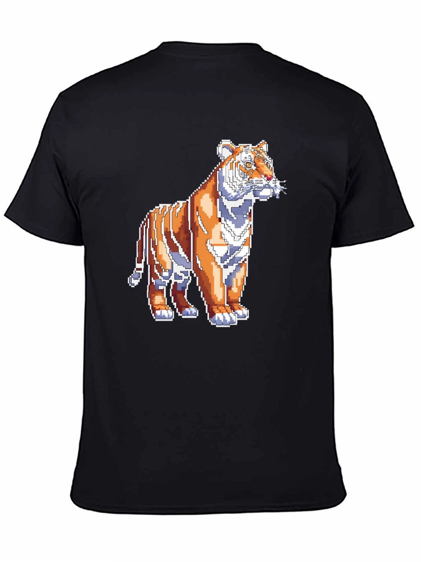 Camiseta Negra con Tigre Pixelado