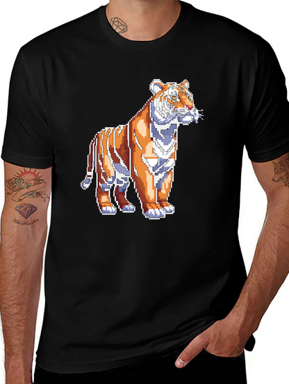 Camiseta Negra con Tigre Pixelado