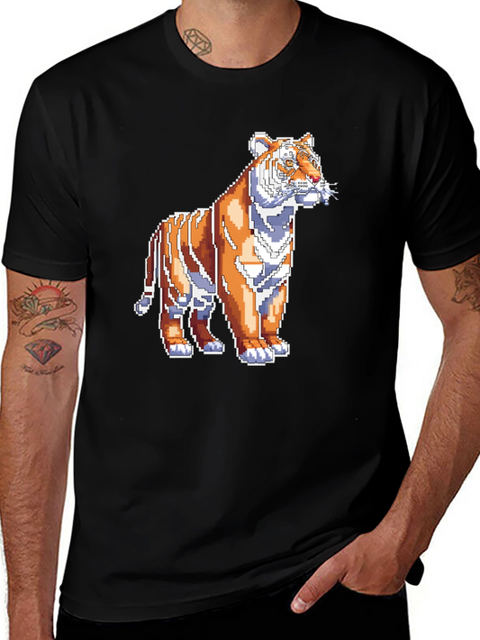 Camiseta Negra con Tigre Pixelado