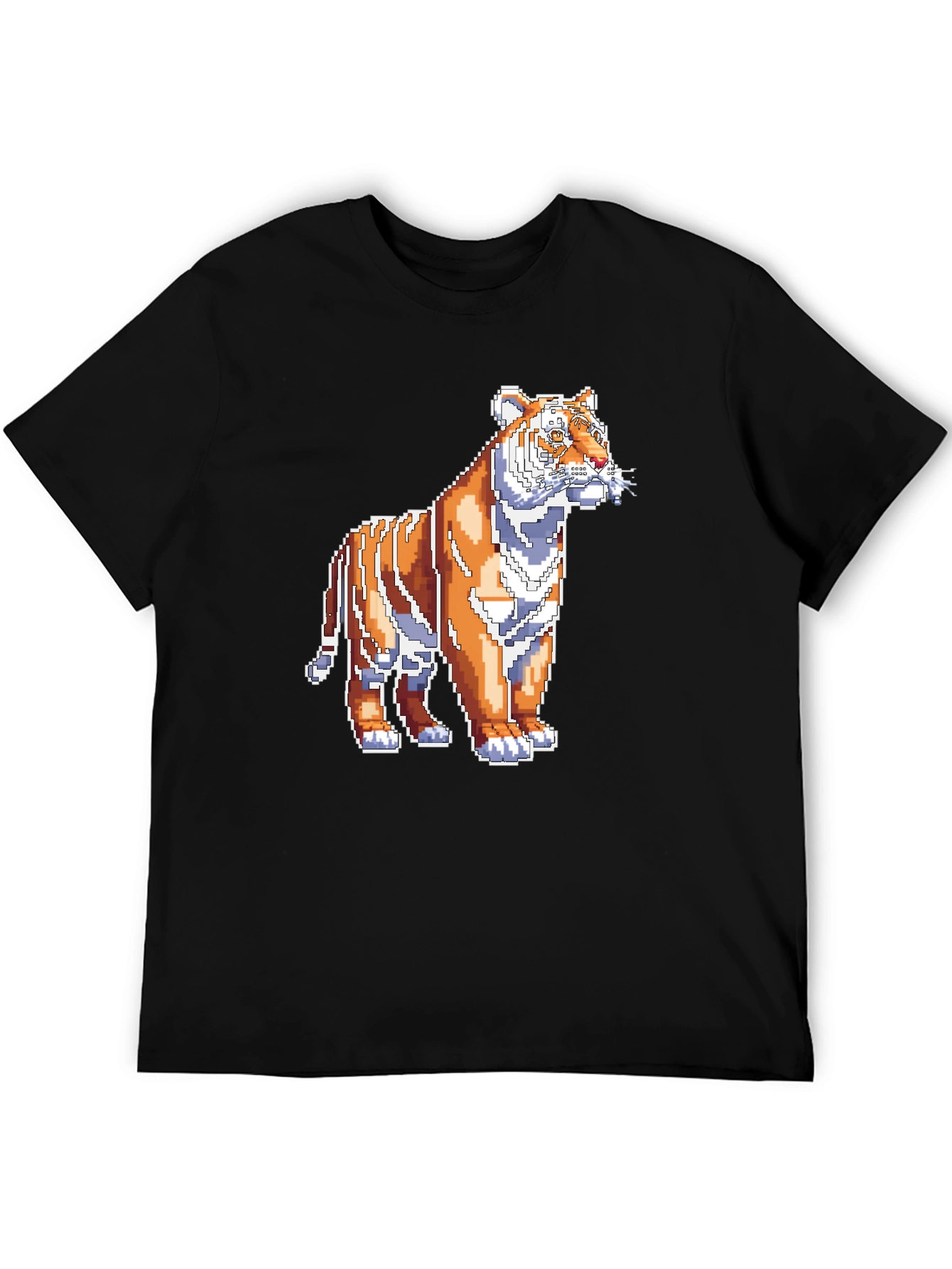 Camiseta Negra con Tigre Pixelado