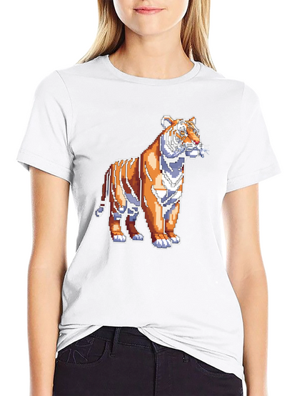 Camiseta Negra con Tigre Pixelado
