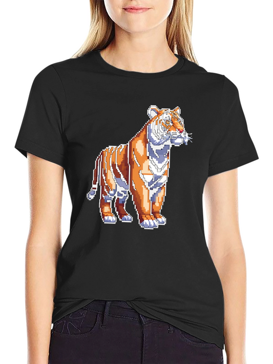 Camiseta Negra con Tigre Pixelado