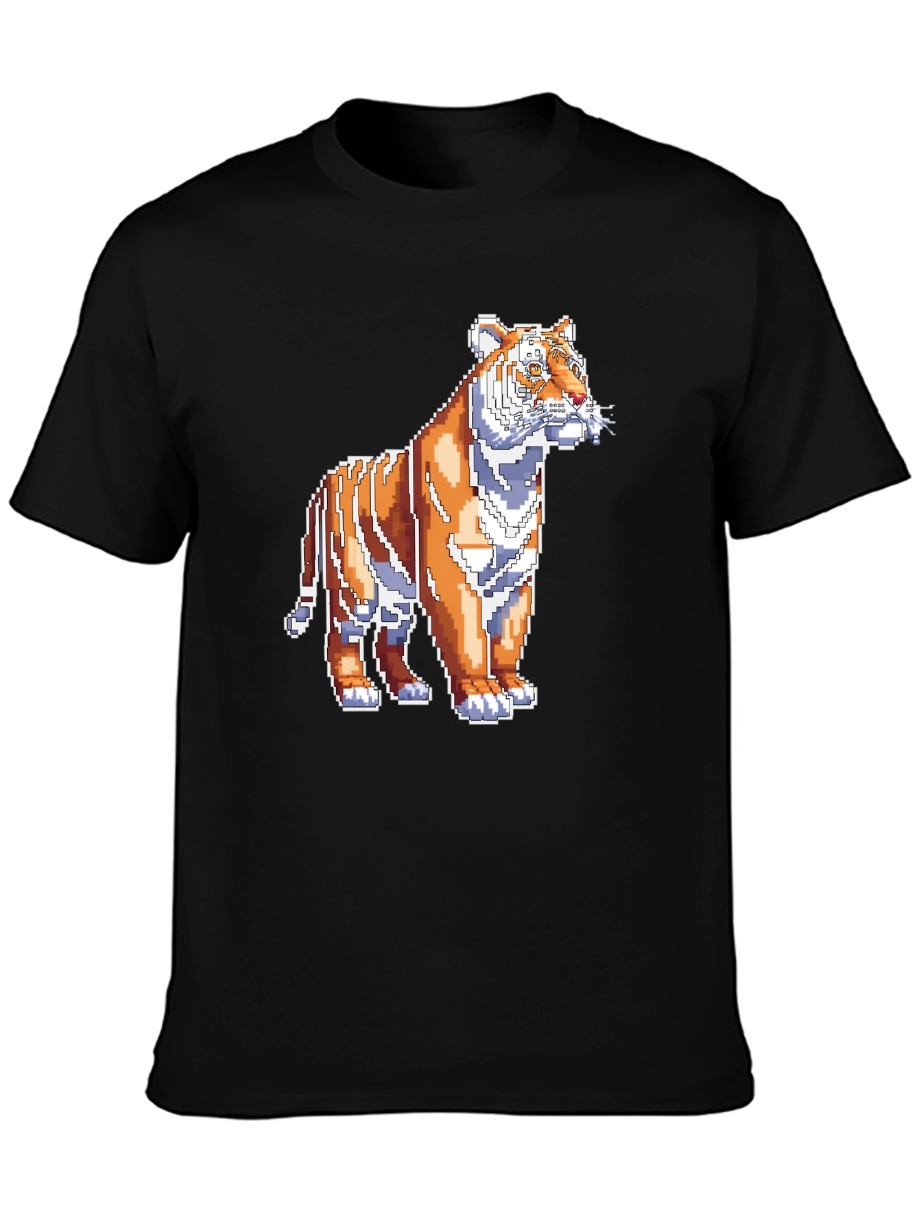 Camiseta Negra con Tigre Pixelado