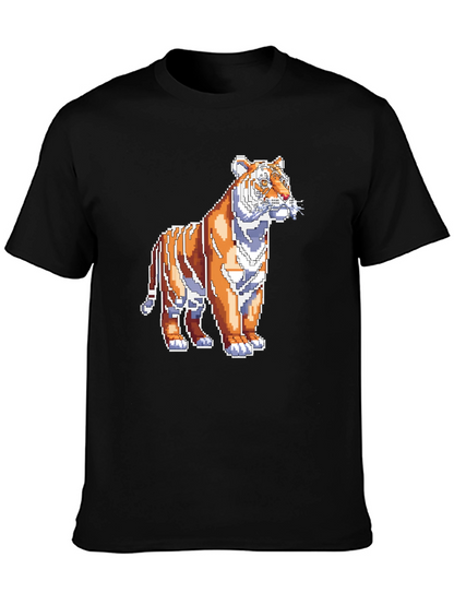 Camiseta Negra con Tigre Pixelado